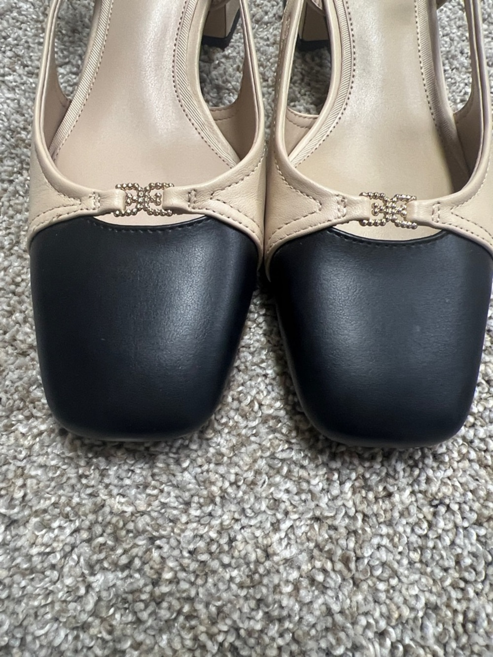 Sam Edelman cap toe slingbacks  beige and Black Two-Tone Women's Slingback Pumps